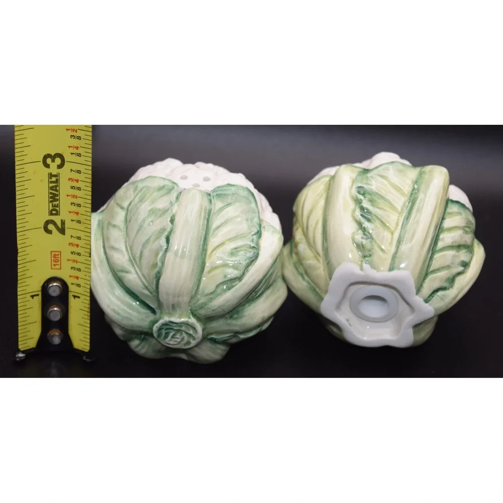 Fitz and Floyd Cauliflower Salt and Pepper Shakers 1989 White Green Excellent
